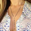 Colliers avec pendentif long et pampilles pour femmes, bijoux, pull-over, perles, chapelet noir, chaîne, nouvelle collection ► Photo 1/6