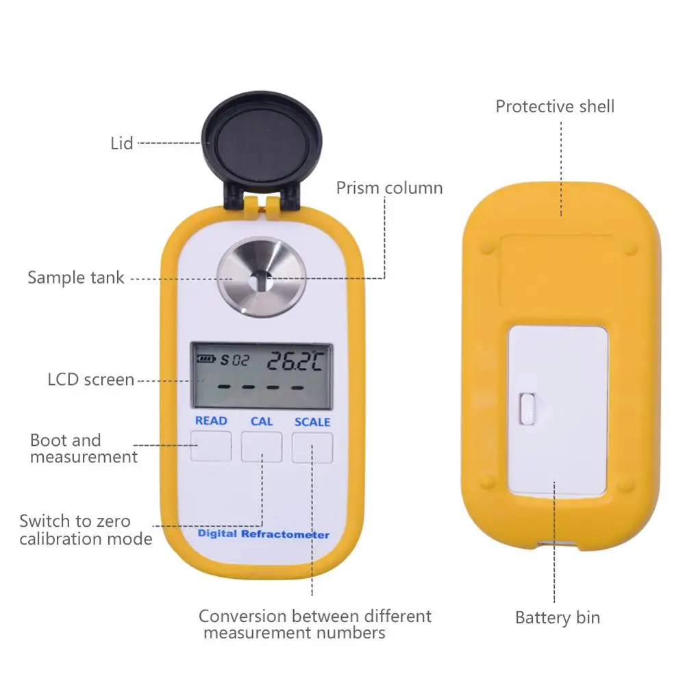 Yieryi DR403 Digital Alcohol Refractometer 0-73 Refractive Index 1.3330-1.4200 Beer Auto Replenishment Fast Alcohol Tester