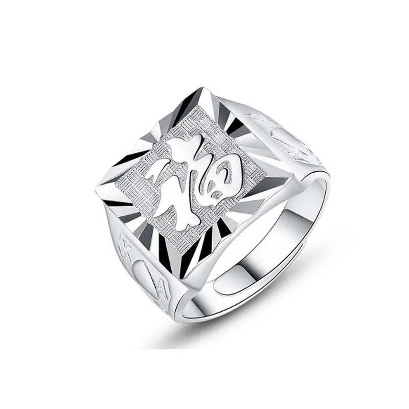 

RADHORSE 925 Silver Rings for Male Fine Jewelry Blessing Sterling Silver Birthday Present Ring Adjustable Size