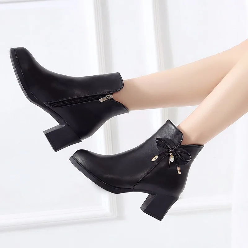 

Women Boots Autumn Crystal Ankle Boots Female Fashion High Heel Shoes 2019 Women Side Zipper Casual Comfortable Mujer Femme