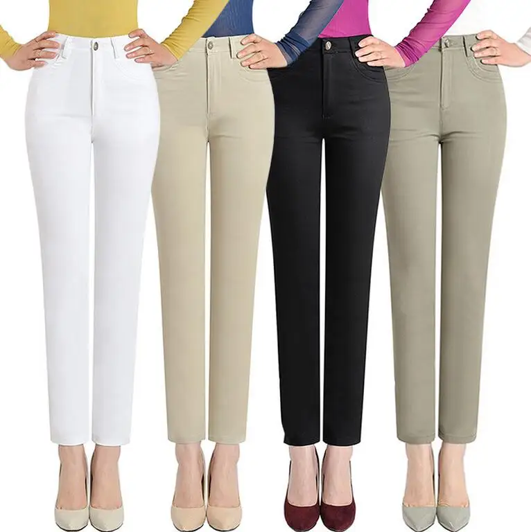 2018 Горячая Распродажа Весна и лето прямые женские брюки хлопковые брюки плюс размер 7xl с высокой талией женские брюки s679