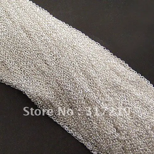 

50Meter/Lot 1.5mm Oval jewelry metal/alloy chains, 925 sterling silver plated/Brass/Copper Chains