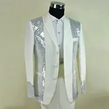 2015 male costume fashion costume 99 men’s clothing paillette white suits clothes costume for singer dancer star nightclub show
