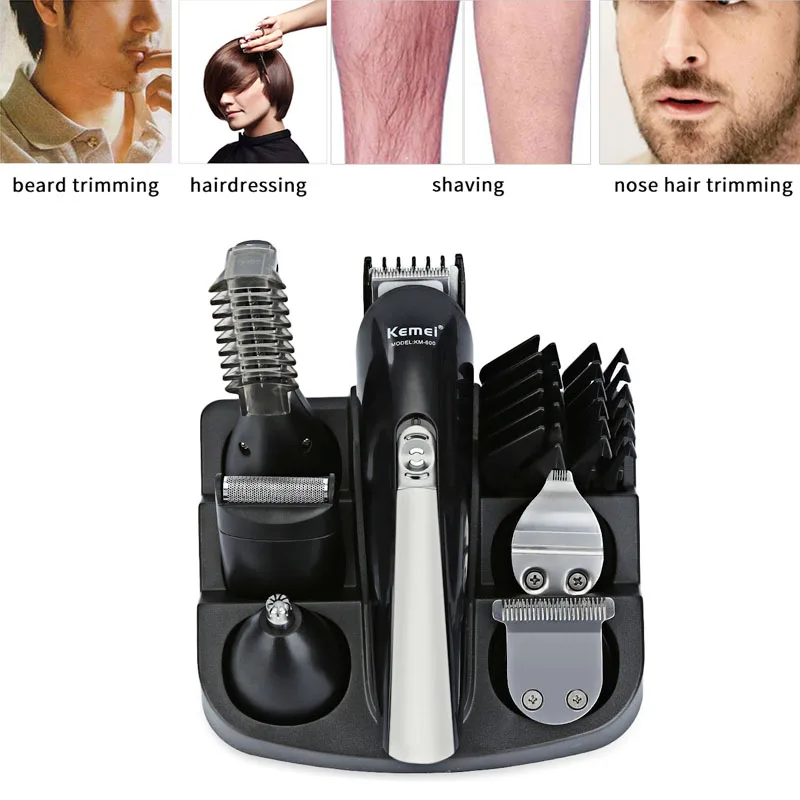 Kemei 6 в 1 электробритва триммер для бороды волос, триммер для стрижки волос Электрический Epliator станок для бритья для укладки волос