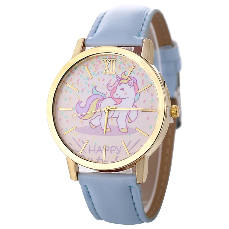 NEW 2018 Womens Watch Cute Cartoon Unicorn Simple Fashion Leather