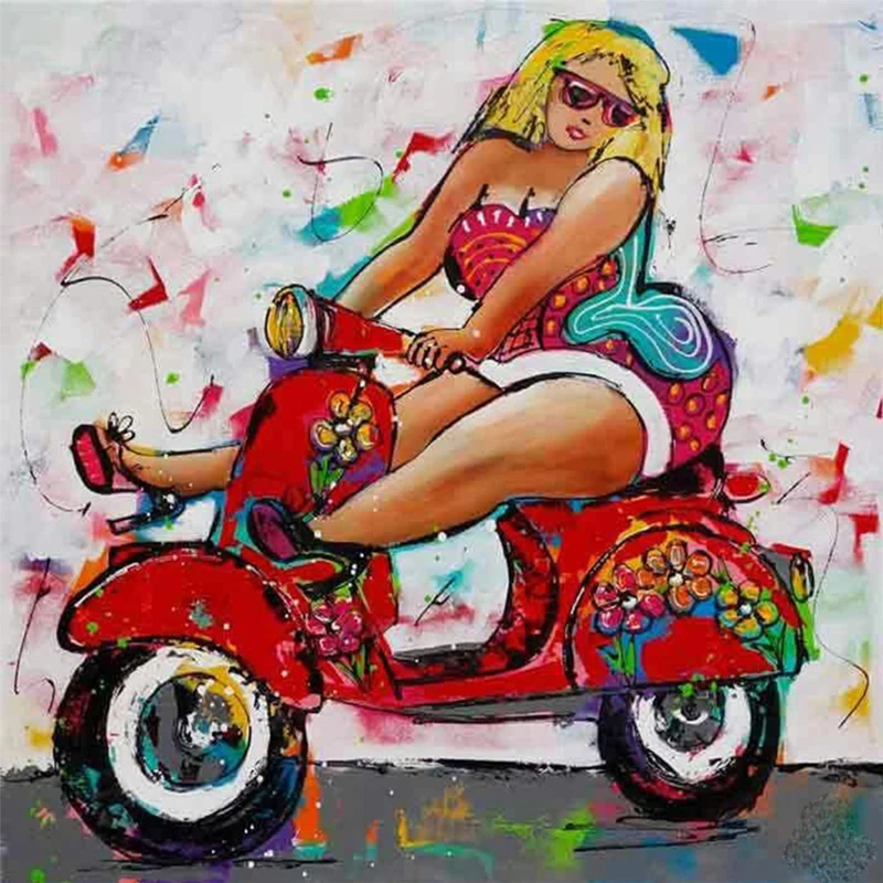 

Diamond embroidery Fat woman riding a car 5D Daimond DIY Diamond Painting dikke vrouwen Cross Stitch ladies Rhinestone Crafts