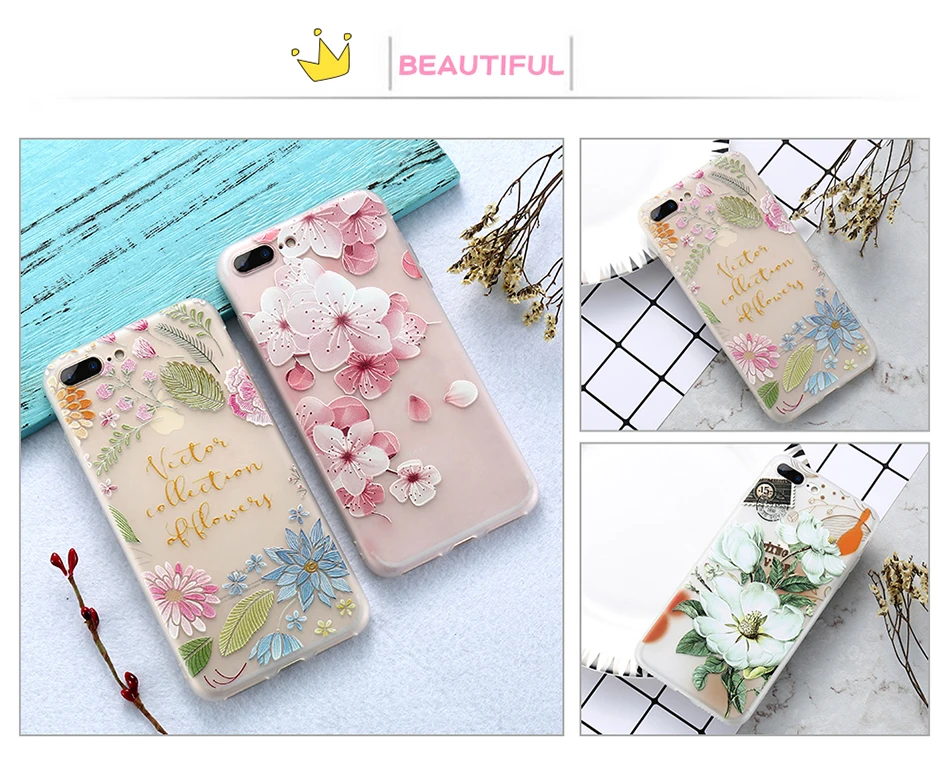 flower patterned case for iPhone 6 6s 7 Plus (7)