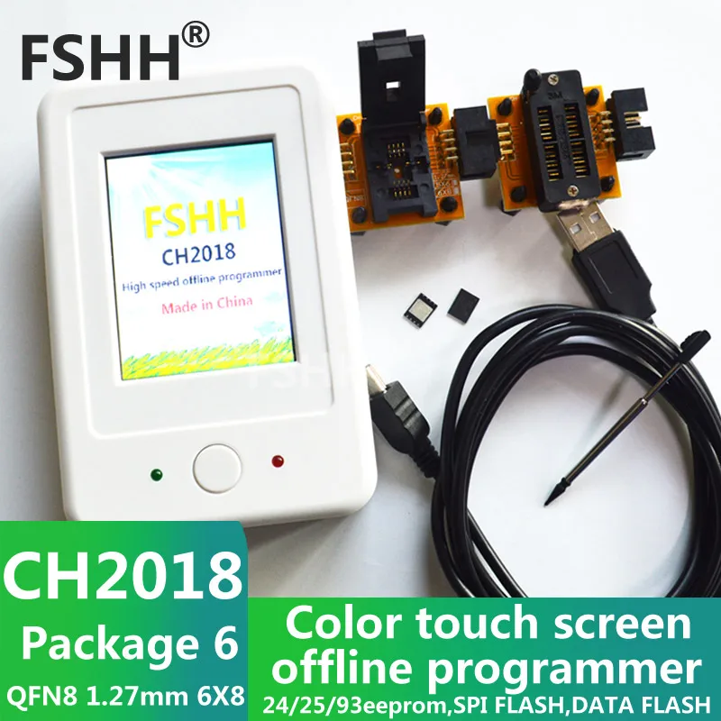 CH2018 Цвет экран автономный программист SPI программист 24/25/93 EEPROM данных SPI FLASH с 6*8 мм QFN8 DFN8 MLF8 WSONsocket адаптер