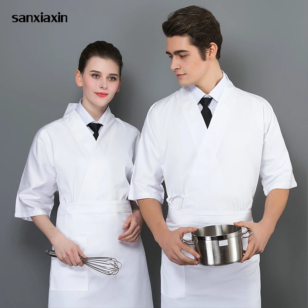 

new Unisex Food Service short sleeved shirt hotel Kitchen chef Uniform Chef Jacket sushi uniform chinese chef restaurant uniform
