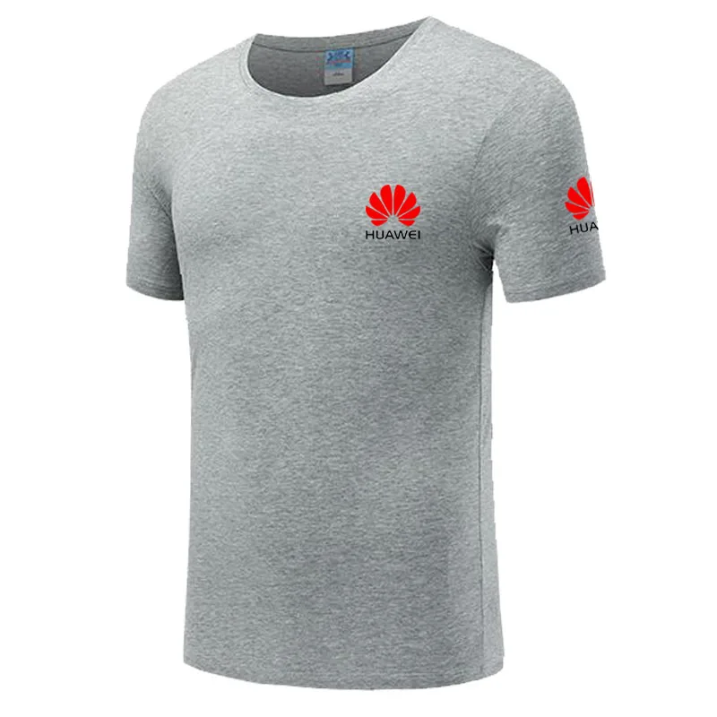Новая модная мужская футболка с коротким рукавом с логотипом huawei, футболка с круглым вырезом, топы, одежда, футболка