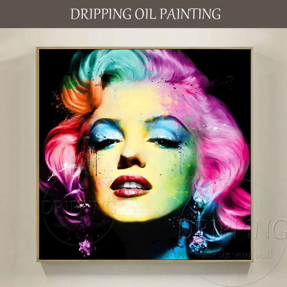 

Excellent Artist Design Hand-painted High Quality Colorful Portrait Marilyn Monroe Oil Painting Abstract Marilyn Face Painting