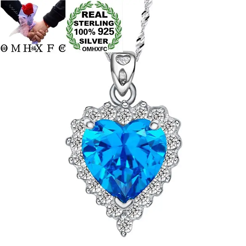 

OMHXFC Wholesale European Fashion Woman Girl Party Birthday Wedding Heart AAA Zircon 100% 925 Sterling Silver Pendant Charm PD20