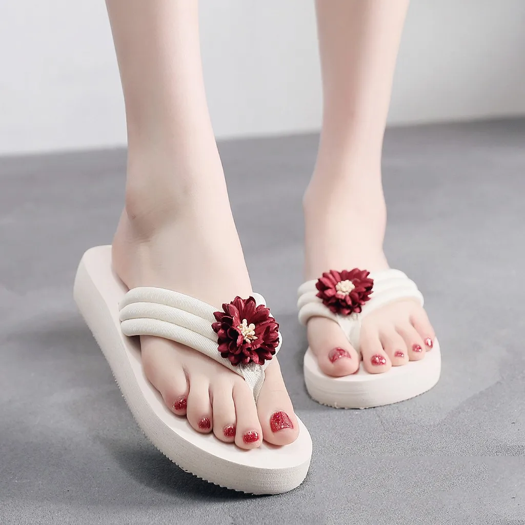 

SAGACE Fashion Open Toe Women Flip-flops 2019 Summer New Stretch Cloth Sponge Cake Slippers Causal Slip-on Flats Slippers May20