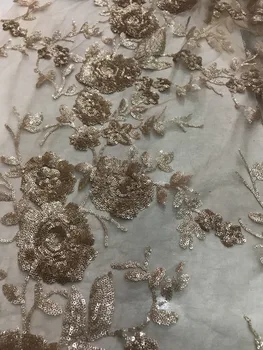 

embroidered lace with 3d flower DiuDiu-32239 high quality luxury french lace fabric with beads
