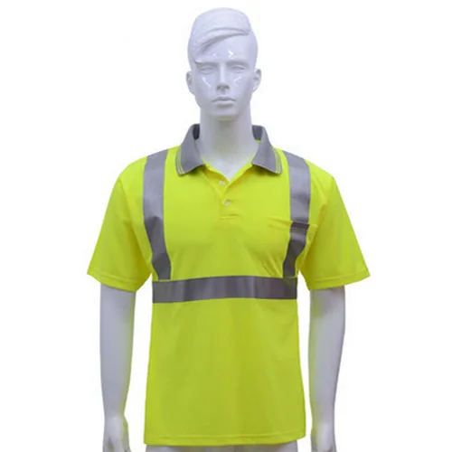 SFvest CE EN471 ANSI/SEA 107 AS/NZS Спецодежда высокой видимости одежда безопасности Светоотражающая рубашка-поло одежда безопасности - Цвет: Fluo Yellow