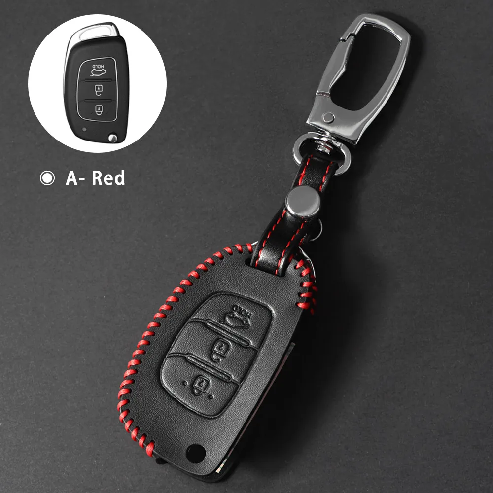 Автомобильный брелок, чехол для ключей, кожаный чехол для hyundai Creta IX25, аксессуары, автомобильный брелок, Защитный корпус, внутренние части - Название цвета: A Red