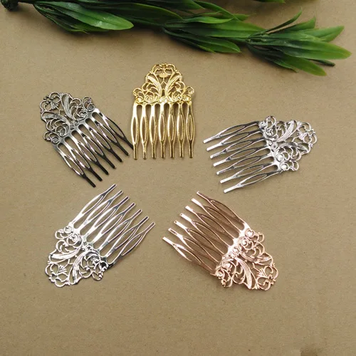 

Mibrow 5pcs/lot 7 Teeth Bridal Flower Hairpins Hair Combs Copper Gold/Silver Color Hair Combs for DIY Hair Jewelry Findings