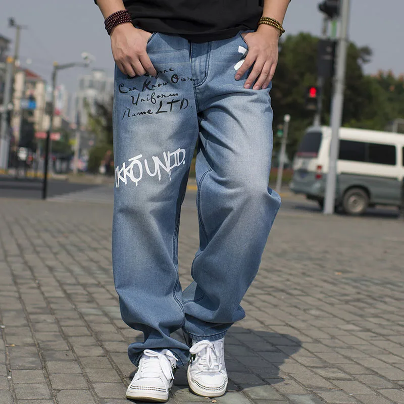 ANBOLUO Hip Hop Pantaloni grandi cantieri uomini sciolti pantaloni da skate  maschile giovanile graffiti stampati jeans più grasso di grandi dimensioni denim  jeans dritto|printed jeans|straight jeansjeans plus - AliExpress