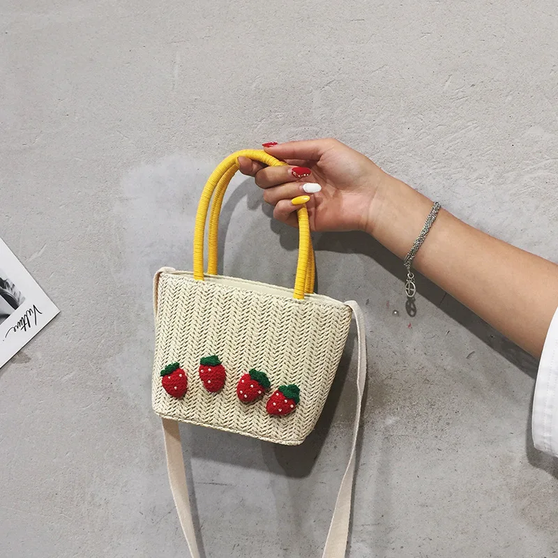 

2019 New Fashion Summer Straw Shoulder Bags Handbags Women Famous Brands Small Fruit Zipper Bags for women 2019