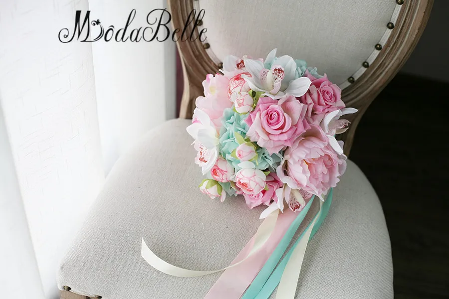 Modabelle розовый букет невесты mariage de fleurs 2017 искусственный чайной розы пион