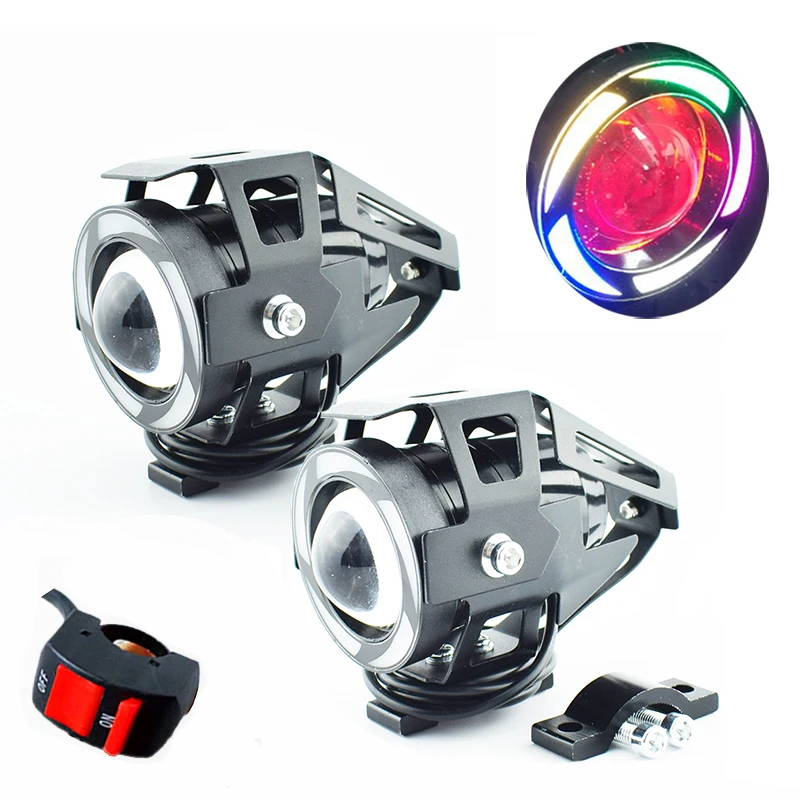 

Motorcycle Headlights LED 5Colors 6500k super bright moto Fog spot lamp 12V 125W Work lights Headlamp Motorbike Auxiliary Lamp