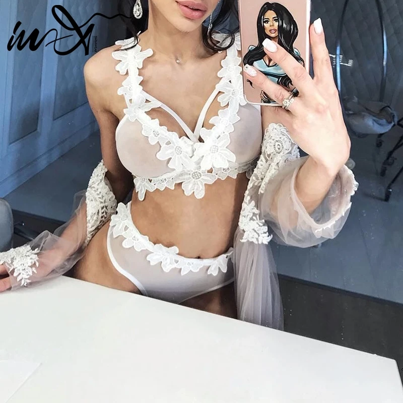 In-X Sexy micro bikinis 2019 mujer Ruffle bikini set Push up swimsuit female biquini Triangle swimwear White bathing suit Beach