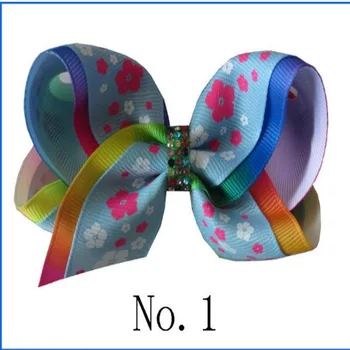 

20 BLESSING Girl 4" Two Tone ABC Bow Clip Rainbow Flower Spring Hairbow