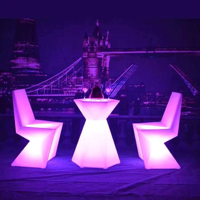1 PC SK-LF28T (L60*W52*H76cm) LED Diamont Shape Bar Cocktail Table with 2 PCS LED Sofa Chair for Event Party free shipping 1 Set