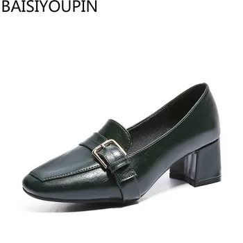

2018 Fashiion New Style Head Thick with Female Single Shoe Casual Pumps Shoes Work Shoes Womens Single Shoes