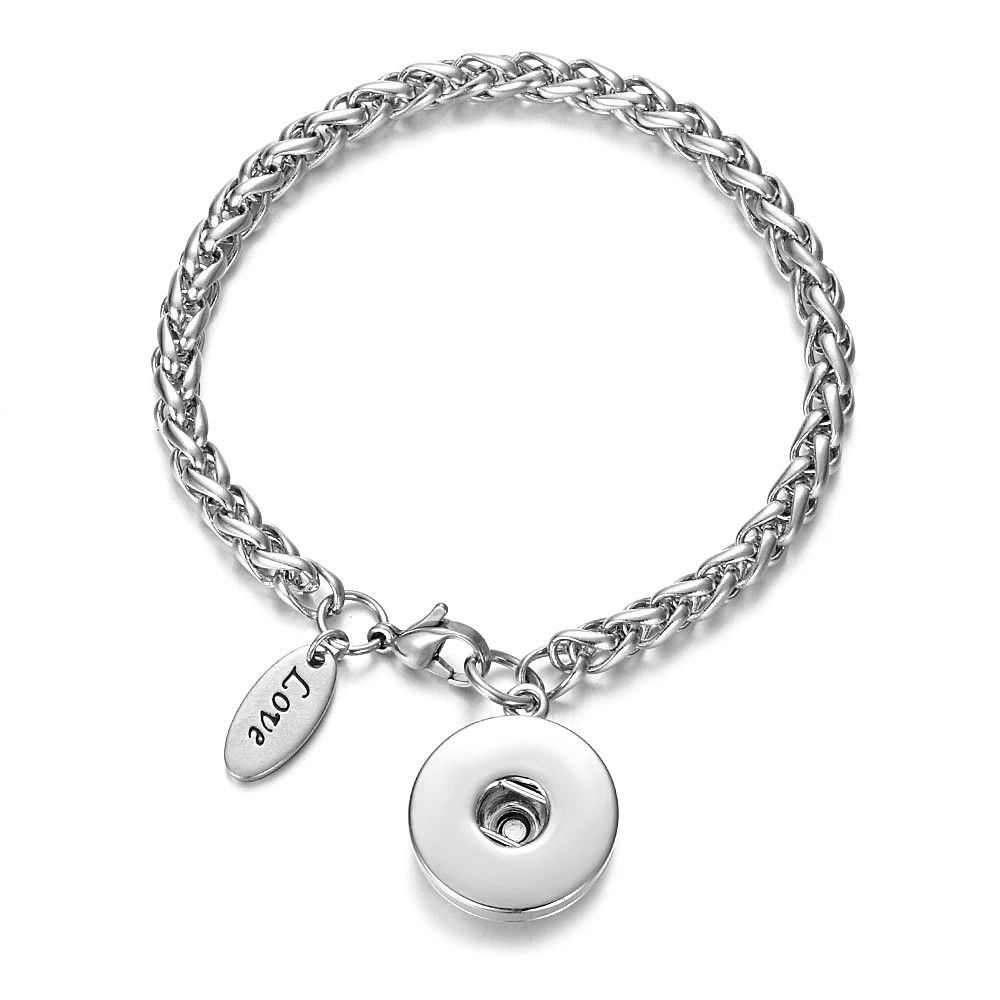 Stainless Steel Bracelet With Ginger Snap Button Charms Jewelry fit 18mm Button NN-667