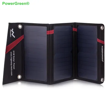 

PowerGreen External Battery Pack 21W Foldable Solar Panel Charger 5V Fast Charging Phone Charger with Dual Outputs