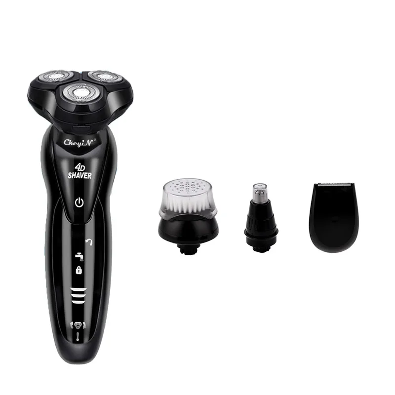 

Electric Shaver Waterproof Shaving Machine Face Brush Rechargeable Beard Trimmer Triple Floating Blades Razor Nose Trimmer