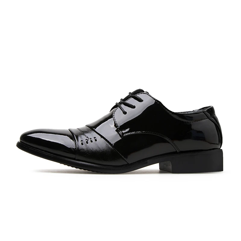 YEINSHAARS/Туфли-оксфорды для мужчин; офисные туфли из лакированной кожи; модельные туфли в деловом стиле; мужские туфли на плоской подошве; zapatos hombre; черные туфли в стиле Дерби - Цвет: black