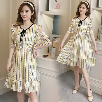 

Maternity 2019 summer new Korean fashion chiffon strapless pregnant women breastfeeding dress pregnancy clothes vestidos