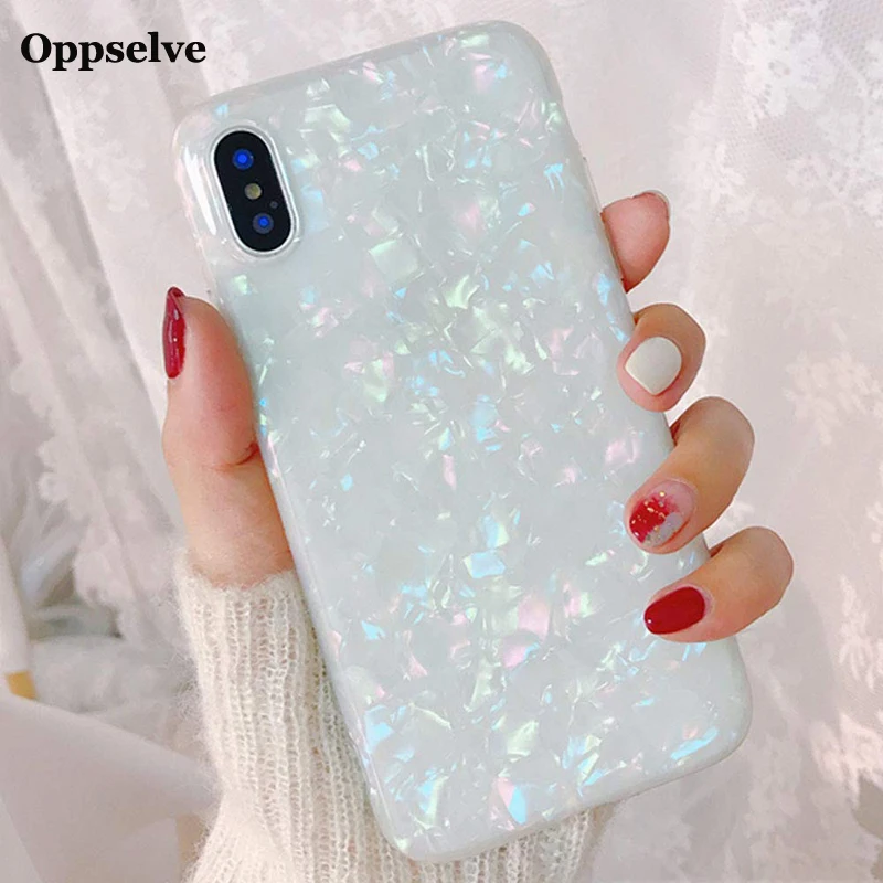 

Luxury Glitter Case For iPhone X Ultra Slim Pearly Shell Soft TPU Bumper Drop Protection Cases Cover For Apple iPhoneX Capinhas