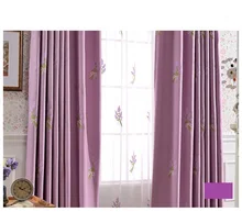 Haute qualité lin pastorale floral lavande brodé Fenêtre Rideau D’occultation pour Salon Chambre 4 couleurs 1 pcs prix