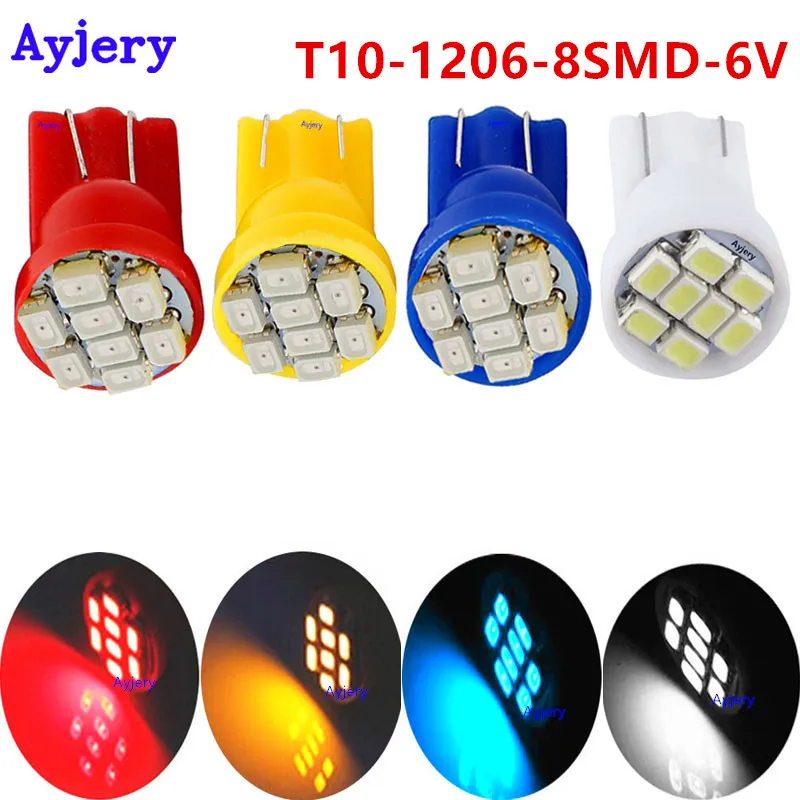 Ayjery 6 V 6,3 V 2000 шт T10 Led 194 168 W5w 1206 8 SMD 3020 Автомобильный Клин освещения DC 6 V просвет Подсветка приборной панели автомобилей лампочки