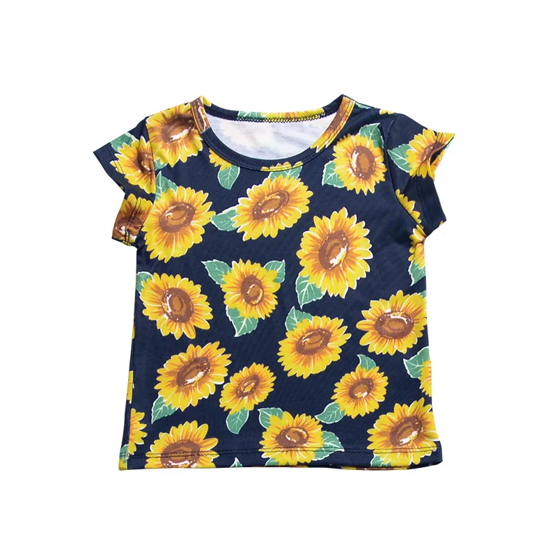 Комплект одежды для маленьких девочек Детская футболка с подсолнухом юбка 2 шт. комплект одежды, 4 штуки/набор компл./лот