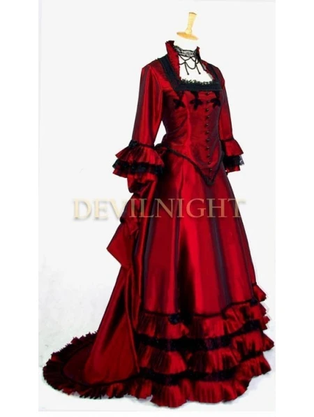 

Red Victorian Fantasy Gown Bustle Dress Event Gown