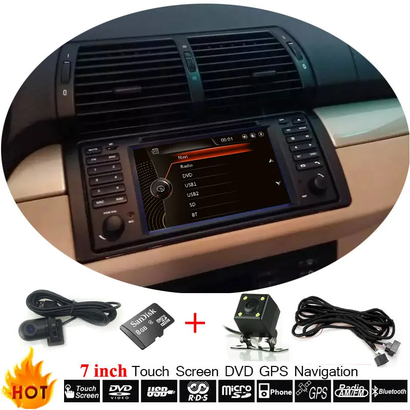 HD Capacitive Screen Car Radio DVD GPS Navigation Stereo For BMW X5 E53