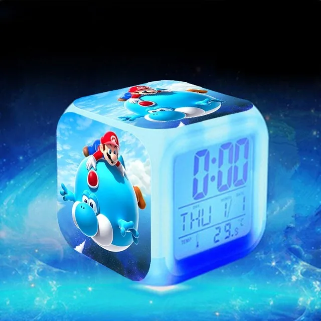 Супер Марио светодиодный Будильник reloj despertador Luigi часы Mario электронные настольные часы KLOK Сенсорное освещение часы Saat - Цвет: Многоцветный