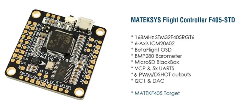 Matek F405-STD BetaFlight STM32F405 Контроллер полета встроенный Инвертер OSD для RC Multirotor FPV гоночный Дрон запасные части Accs