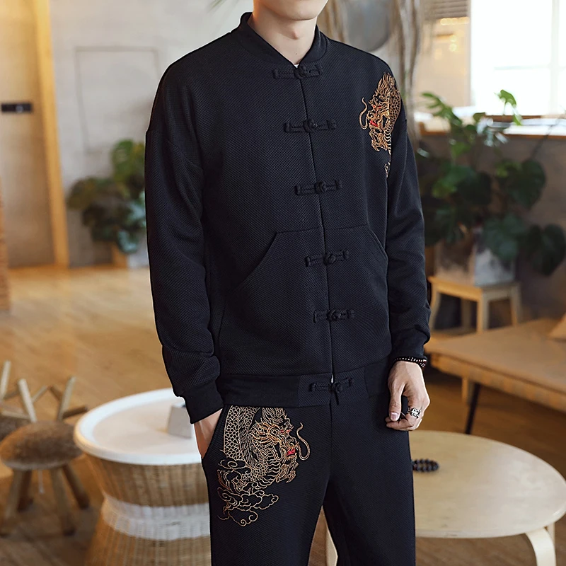 Хлопок Традиционный китайский костюм Тан верхняя одежда для мужчин с длинным рукавом кунг фу Тай Униформа Рубашка блузка пальто - Цвет: color7