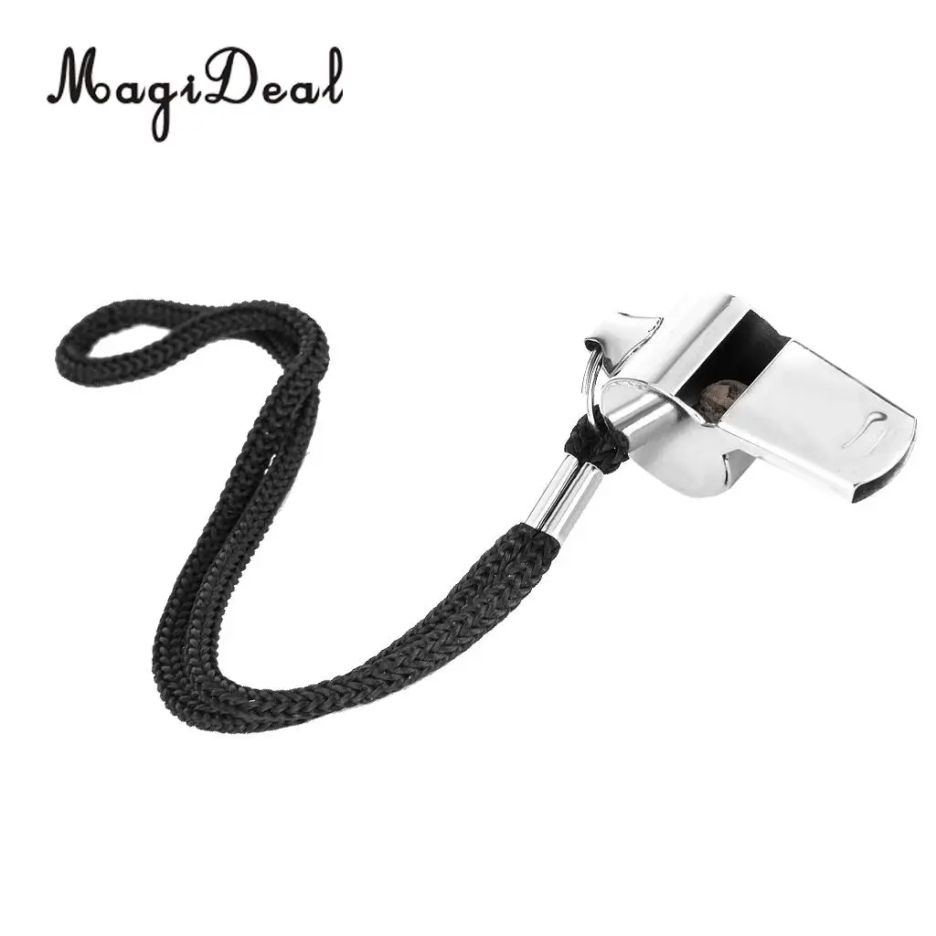 MagiDeal New Metal Referee Whistle and Lanyard Football Soccer Tool for Basketball Coaches Officials Board Game Supply Gifts