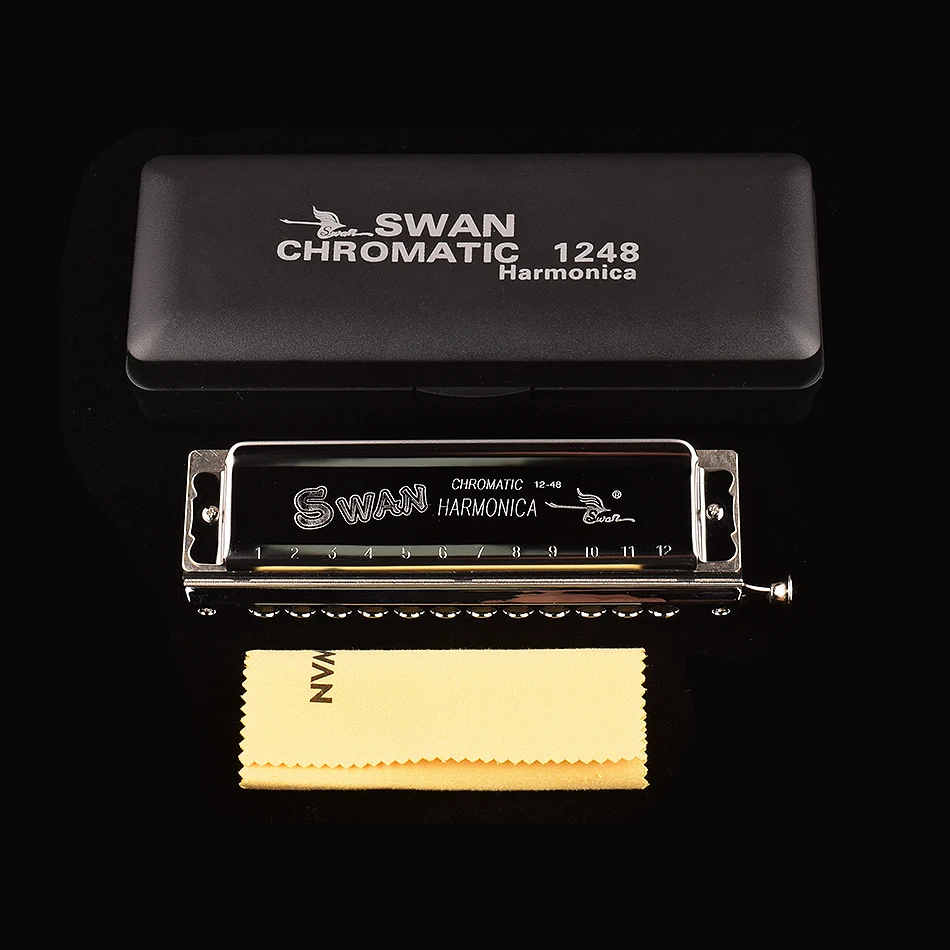 

Swan Chromatic Harmonica 12-hole mouth with 48 Ted Key C Reed Swan harmonica Model 1248