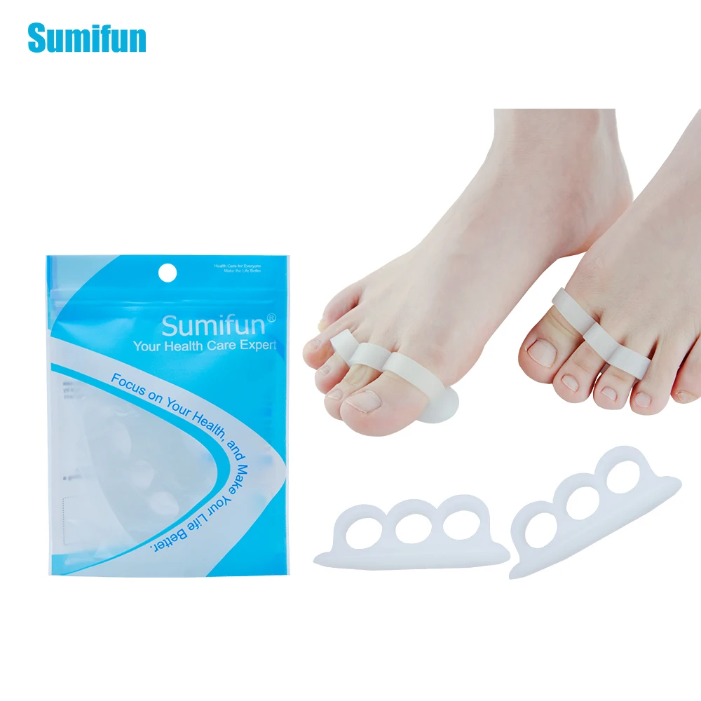 2Pcs Silicone Gel Toe Finger Separator Feet Care Braces Supports Tools