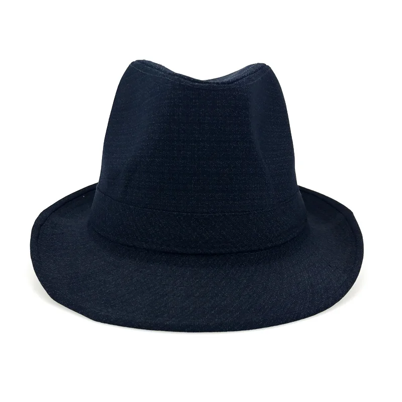 Шляпа в стиле винтаж головные уборы для мужчин и женщин джаз шляпа шляпы с плоским верхом в стиле ретро фетровой котелок сезон: весна–лето Панамы 57-60 см YY18041 - Цвет: Navy Jazz Cap