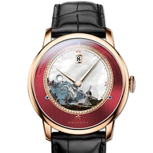PONIGER di Affari Degli Uomini 50M Impermeabile Scenario della Moda Quadrante Mulino A Vento di Seconda Mano Automatico Self-vento Da Polso Meccanico Orologi
