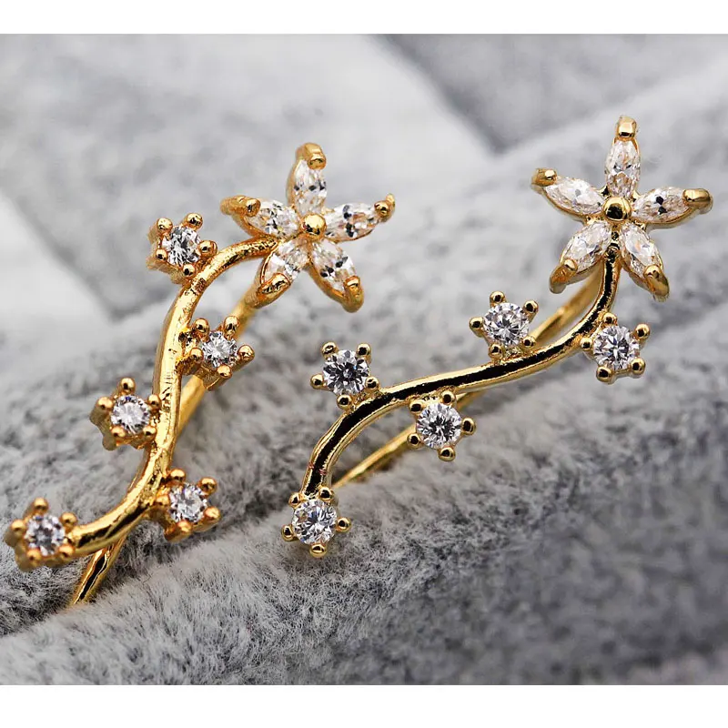 

Earings Fashion Jewelry Flower Stud Earrings Aretes De Mujer Vintage Gold Earrings Wedding Anniversary Gift For Women OBS1321