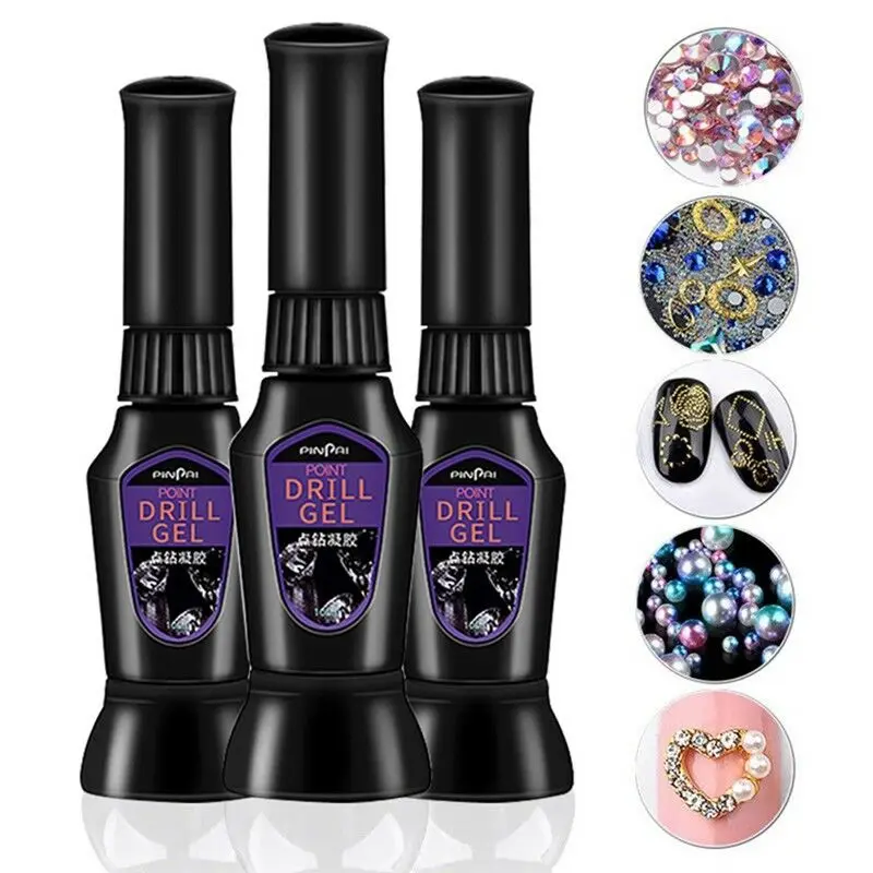 

1pcs Adhesive Nail Glue Rhinestone Glitter Decoration Point Drill Gel With Needle Manicure Tool Clear Lacquer